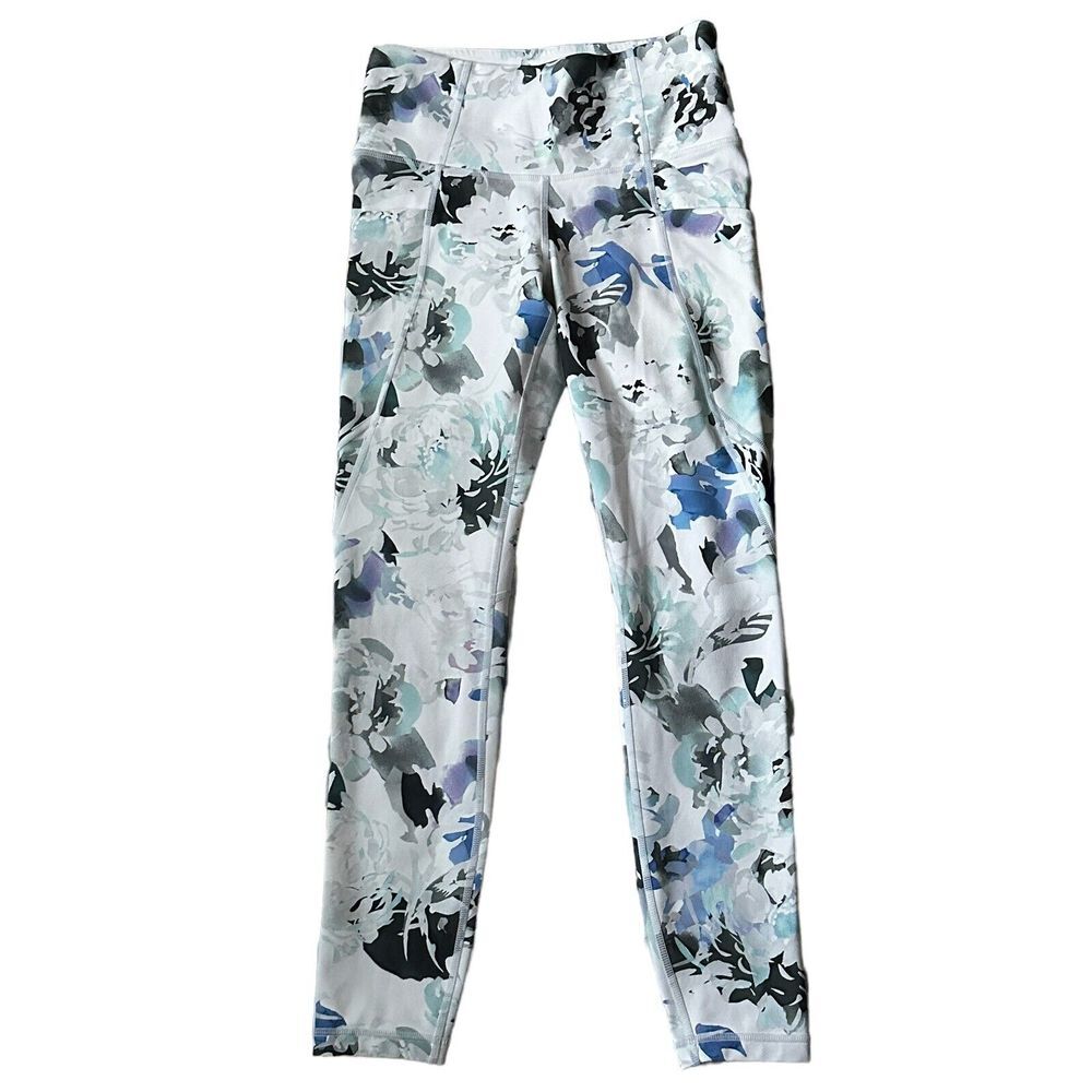 Athleta Elation Peony Floral Print 7/8 Tight Leggings White Size XS